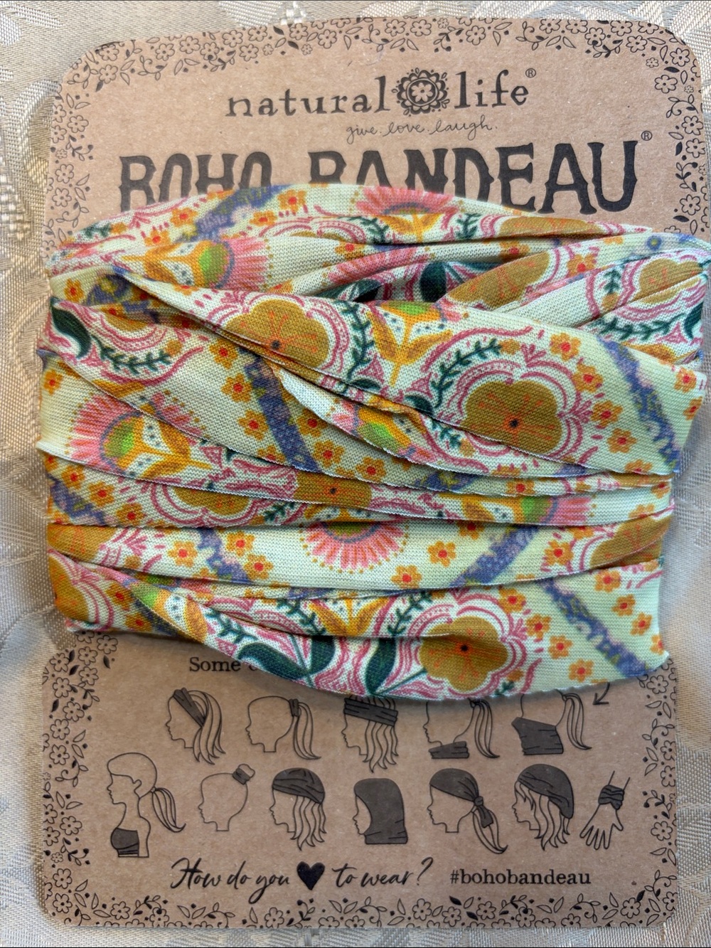 NATURAL LIFE Yellow Floral Boho Twist Headband NIP